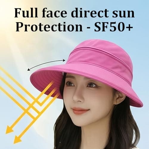 OTKARXUS Sun Hats for Women UK,1Pc 2 in 1 Foldable Ladies Sun Hat,Wide Brim UV Sun Protection Summer Beach Hat for Travel & Outdoor (Grey) — view 4