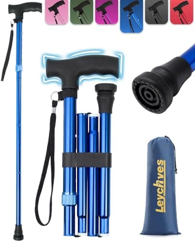 Walking Stick for Women, Adjustable Folding Walking Sticks for 5.2FT-6.1FT Ladies, 5-Section Different Size Collapsible Cane for Elderly