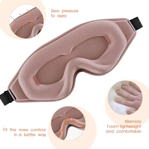 WLLHYF Silk Sleep Mask, 3D Stereo Deep Sleep Eye Mask Comfortable Adjustable Cute Block Out Light Eye Covers for Man and Woman All Night Sleep (Rose Gold) — view 5