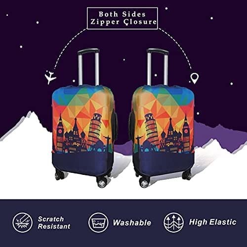 Explore Land Travel Luggage Cover Suitcase Protector Fits 18-32 Inch Luggage Modern City, M (23-26 inch Luggage) — view 2