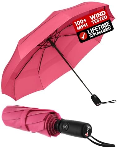 Repel Windproof Travel Umbrella - Compact & Withstands Winds up to 100MPH, Strongest Premium Auto Folding Umbrella for Rain and Sun - Durable, Light & Portable for Women & Men, Fits Backpack & Cars