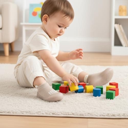PandaEar 2 Pack Baby Sock Shoes Toddler Walking Shoes, Non-Slip Soft Sole Sneakers Breathable Slippers for Infant Boys Girls — view 3