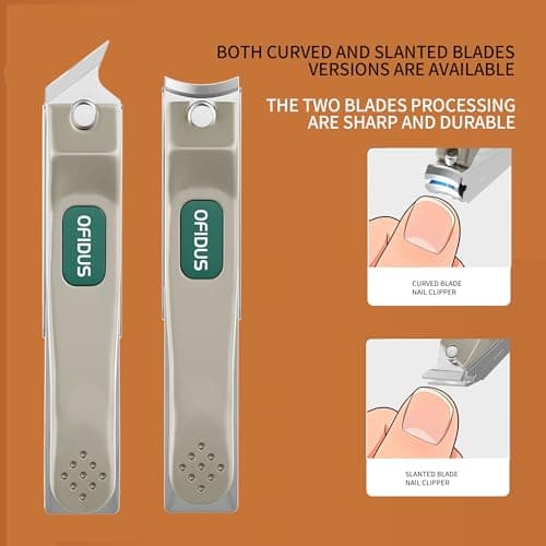 OFIDUS Nail Clippers Set Professional Stainless Steel Manicure Kit with Catcher, Curved & Oblique Clippers, Tweezers, and Nail File in Luxury Leather Case — view 4