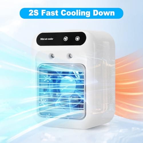 Portable Air Cooler, Mini Air Conditioner with 1800mAh Battery & Water Tank — view 2