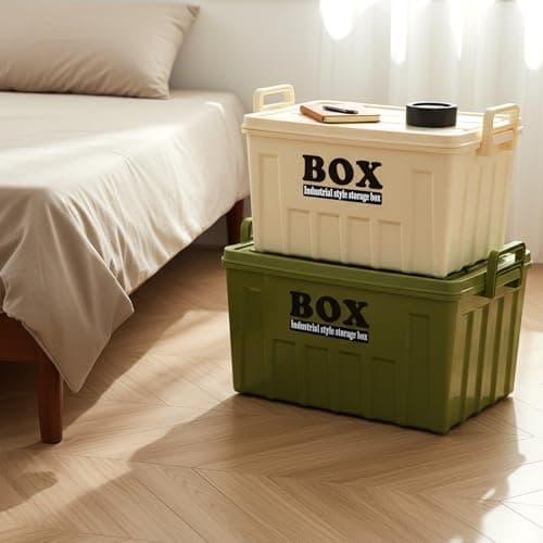 Minifactory Industrial Style Storage Box with Lid – Large Capacity Foldable Clothes Storage Organizer with Handles, Thickened & Durable for Bedroom Wardrobe, Travel, Car Boot, Outdoor (White) — view 2