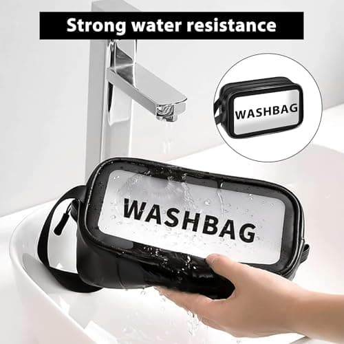 Toiletry Bag Clear Wash Bag Waterproof Makeup Bag Travel Cosmetic Bags Toiletry Bags Bathroom Organizer with Handle Zipper for Women and Girls — view 4