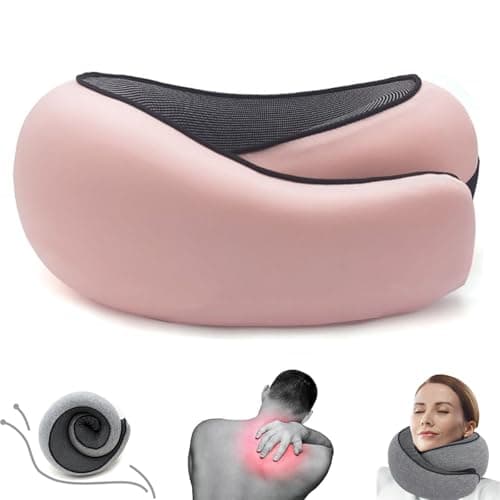 Outney Travel Pillow for Airplanes 2026 Veritable Chin Support Travel Neck Pillow 100% Pure Memory Foam Full Neck Surround Pillows for Traveling Flight Sleeping Portable Travel Essentials (Pink)