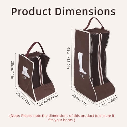 4pcs Boot Storage Bags, Brown Tall & Short Boots Protector Bags with Handles & Transparent Window Dust Proof Waterproof Boot Travel Bag for Travel Home Storage — view 2