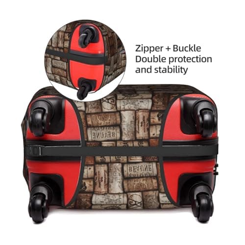 Wine Cork Printing Large Suitcase Cover, Elastic Suitcase Cover with Zipper, Protects Luggage During Travel — view 4