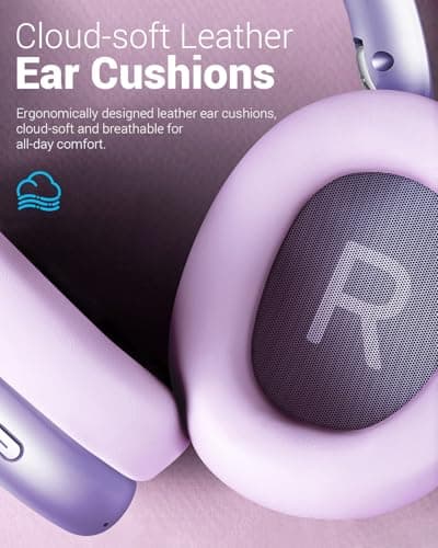 Wentronic Y01 Wireless Over Ear Headphones, Noise Canceling Bluetooth 5.3 Headphones with Microphones,Hi-Res Audio,48H Playtime,Foldable,Breathable Soft Earpads for iOS/Android/Samsung/PC-Purple — view 4