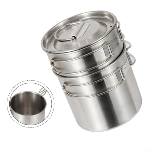HaloModora Two piece camping pot foldable design made of 304 stainless steel, perfect for travel, mountain climbing, and outdoor cooking use — view 5