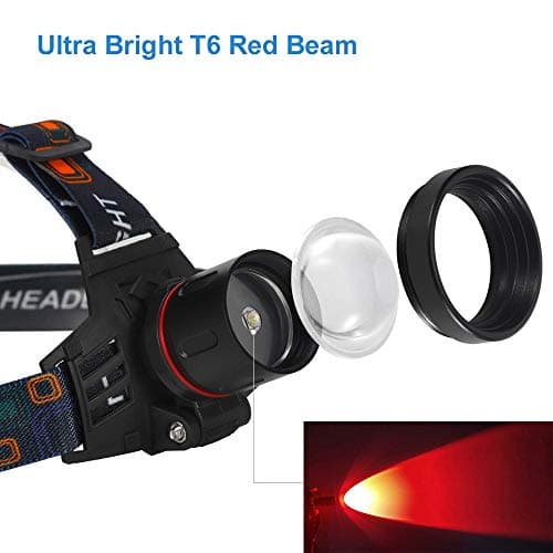 BESTSUN Red Light Head Torch Rechargeable Ultra Bright Zoomable LED Headlamp for Astronomy Night Vision Camping — view 2