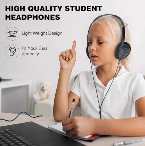 LIROPAU 20 Pack Wired Headphones Over Ear, Classroom Headphones for Kids — view 4