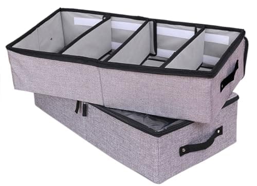 AARAINBOW Under Bed Shoe Storage Box 2 Pack, Fabric Organiser with Lid