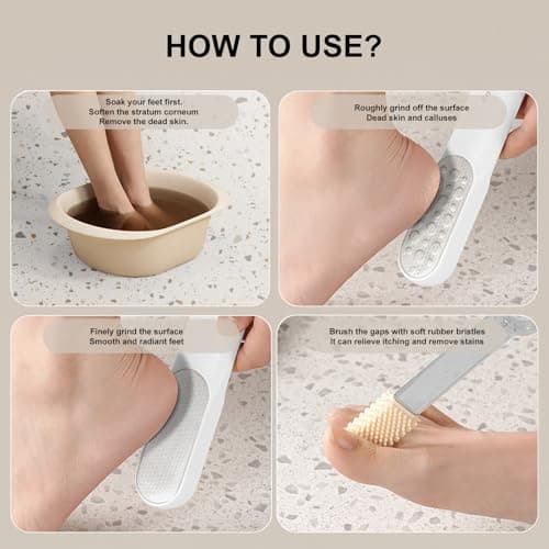 Double-Sided Stainless Steel Foot File & Callus Remover, Professional Pedicure Tool for Dry & Wet Feet, Hard Skin & Corn Remover with Threaded Design, Easy to Clean, White (Home Salon Use) — view 6