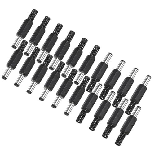 M METERXITY 20-Pack DC Male Connectors, 5.5x2.1mm Pure Copper Core Barrel Connector Plug for Laptop/CCTV Security Cameras/Lighting Power Connector DC Adapter Solder Plug Power Replacement