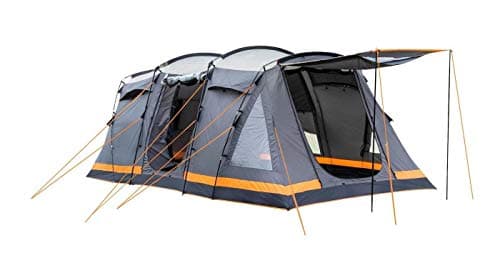 OLPRO Orion 6 Berth Family Camping Tent, 5,000mm Waterproof Tunnel Tent with Sewn-In Groundsheet, 2 Bedroom Compartments, Steel Leg Poles, Canopy Poles, Cable Entry Point, 5.5 x 2.4 x 2 m