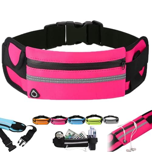 Anti-Theft Invisible Waist Bag, Travel RFID Fanny Pack for Women Anti Theft, Athleisure Travel Belt Bag with Water Bottle Strap, Multifunctional Wallet Bum Bags for Men (Rose Red)