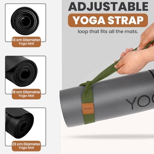 YOGATI® Adjustable Non-Slip Yoga Mat Strap | Yoga Straps for Stretching, Pilates Mat Carry Strap and Fitness Stretch Straps, Exercise Mat Sling for Travel, Gym, Studio and Home Workouts - Green — view 5