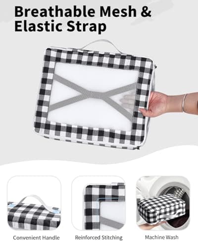 ECOHUB Packing Cubes for Suitcase 7 PCS, Suitcase Organiser Bags with Shoes Bag, Recycled Travel Organiser Packing Bags for Backpack, Rip-stop Mesh Luggage Packing Organizers, Checkered — view 6