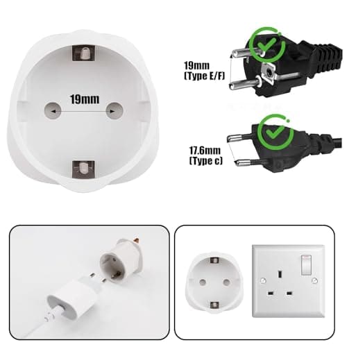 Europe to Uk Plug Adaptor 6 Pack Plug Travel Adapter 2 Pin to 3 Pin — view 4