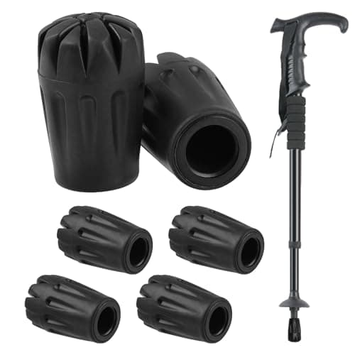6 Pcs Rubber Trekking Pole Tips, Non-Slip Walking Stick Ferrules for Hiking