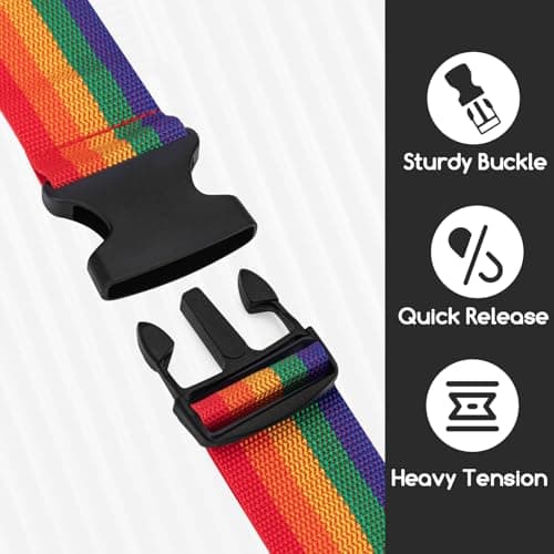 WISYOK Luggage Straps Extended, 2 Pack, 130-250cm Adjustable, Rainbow — view 4