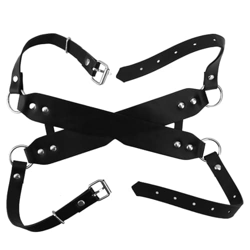 Mikovivi Leather Eye Mask, Sexy Black Masquerade Eye Mask Fancy Dress Accessories Ideal for Women Men Halloween Cosplay Carnival Bachelor Party — view 3