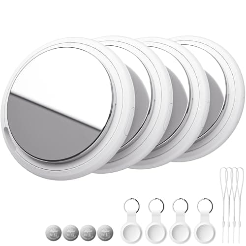 Bnlei Air Tracker Tag Works with Apple Find My (iOS Only) Includes Replaceable Battery, Bluetooth Smart Item Locator Key Finder for Keys, Luggage, Wallet, Car, Bicycle (4-Pack-White)