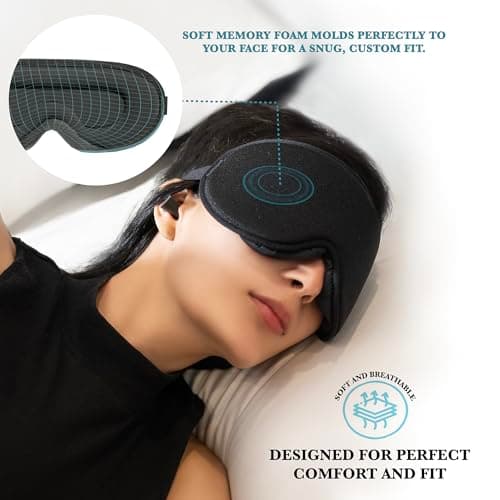 360 RELIEF Sleep Eye Mask - 100% Blackout, Zero Eye Pressure, Adjustable Strap - Ideal Eye Mask for Sleeping, Travel Essentials for Women & Men + Ear Plugs & Laundry Bag — view 6