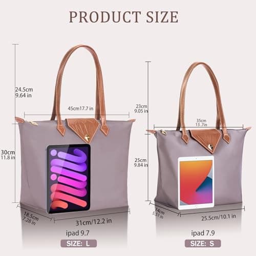 BOJLY Tote Bags for Women Stylish Waterproof Nylon Ladies Shoulder Bag Top Handle Handbag Folding Beach Travel Bag for Work,Shopping, School Pale Lavender Large — view 4