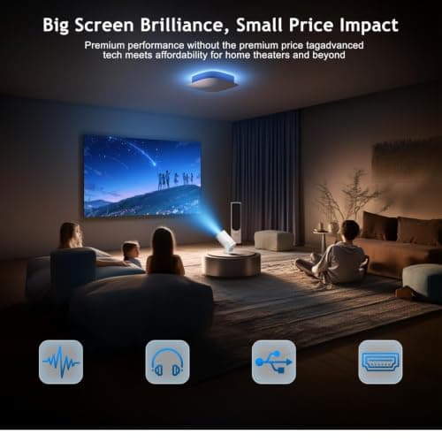Wireless Mini Projector with WIFI 6 and 5G, 4K 1080P Support Portable Projector 180° Rotatable. 17"-140" Screen Video Projector. Compatible forSmartphone, Laptop, PC(Q5 te) — view 5