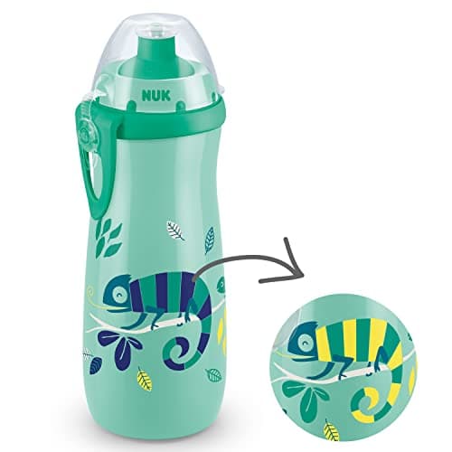 NUK Sports Cup Toddler Cup with Chameleon Effect | 24+ Months | 450 ml | Leak-Proof, Easy-Open/Close Push-Pull Spout | Colour Changing | Clip & Cap | Chameleon (Green) — view 2
