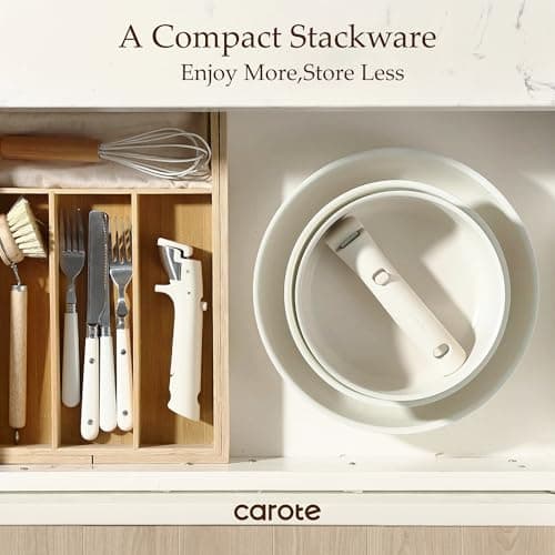 CAROTE 19pcs Pots and Pans Set Non Stick, Cookware Set Detachable Handle — view 6