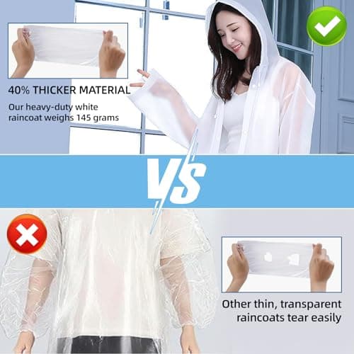 HCFGS Rain Poncho Raincoats for Adults, 2PCS Reusable Rain Jacket Rainwear with Hoods, Long Waterproof Ponchos for Emergency, Festivals, Camping, Travel — view 4