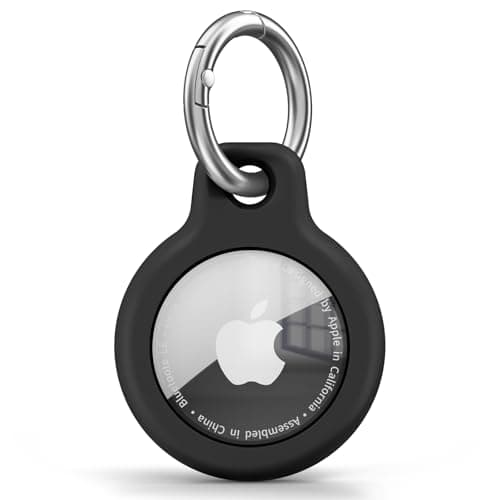 Air Tag Holder Air Tag Silicone Case, with Keychain, TPU Case for Air Tags Keyring for Keys, Bags, Luggage, Pet Collar, Anti-Lost and Scratch-Resistant, Fully Covered (Black)