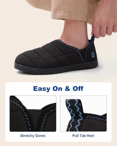 LongBay Men's Two-Tone Slippers Cushy Memory Foam Indoor/Outdoor, Black, 12 — view 6