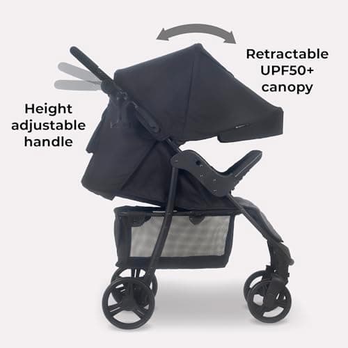 My Babiie MB30 Pushchair – from Birth to 4 Years (22kg), Easy Compact Fold, Large Shopping Basket, Adjustable Handle, Stroller Includes Cup Holder, Rain Cover – Black & Grey — view 5