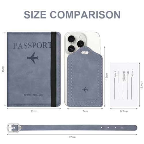 APXEL Passport Cover and Suitcase Tag Set, PU Leather Passport Covers — view 2