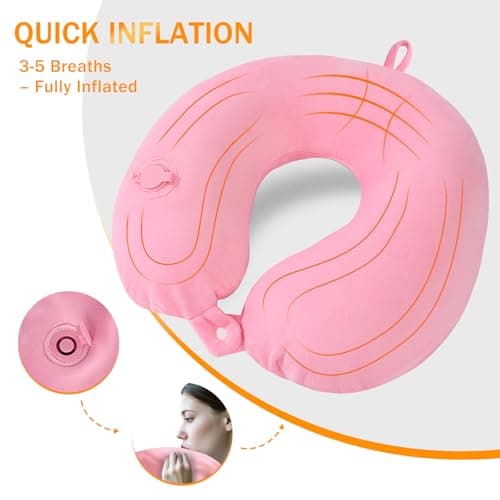 JetsCush Inflatable Neck Pillow, Compact Airplane Travel Pillow for Adults — view 3