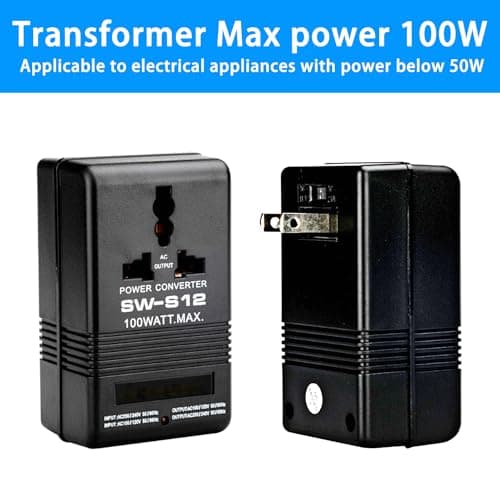 110V to 220V Step Up & Down Power Voltage Converter Watt Transformer for Travel (Black, 100W) — view 6