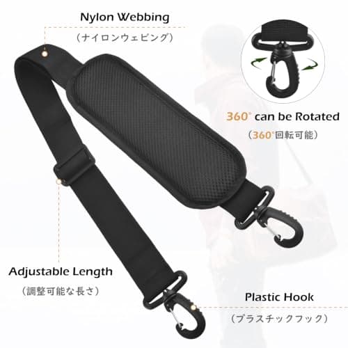TRIWONDER Shoulder Strap Adjustable Bag Strap Replacement for Handbag Purse Crossbody Bag with Plastic Clips (Black) — view 3