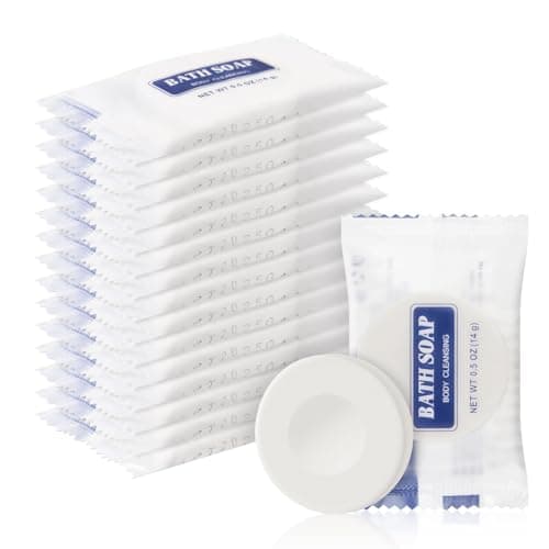 HQSLsund 14.2g Large Travel Size Soap Individually Wrapped Small Face & Body Cleanser Round Soaps Toiletries Amenities for Hotel Guests Shelter
