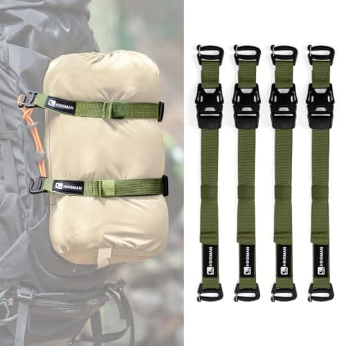 HIKEMAN Tactical Rush Tier System - Adjustable Molle Backpack Straps,Fastening Straps with Buckle Clips,Outdoor Compression Bundling Strap,Expansion Module Accessory Luggage Strap (Army Green)