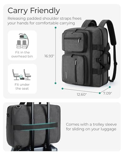 bagsmart 17.3 Inch Convertible Laptop Bag, 3 IN 1 Computer Briefcase, Black — view 5