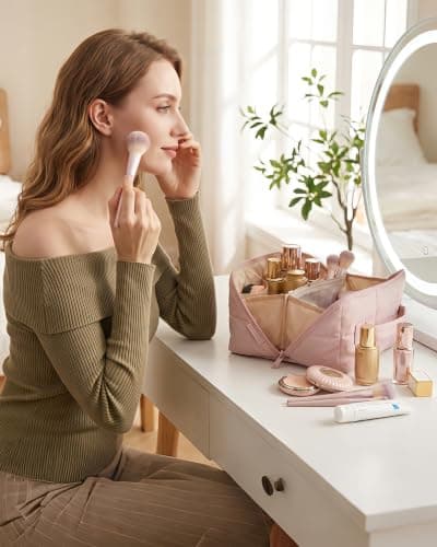 BAGSMART Travel Makeup Bag, Flat Lay Make up Bags for Women — view 2