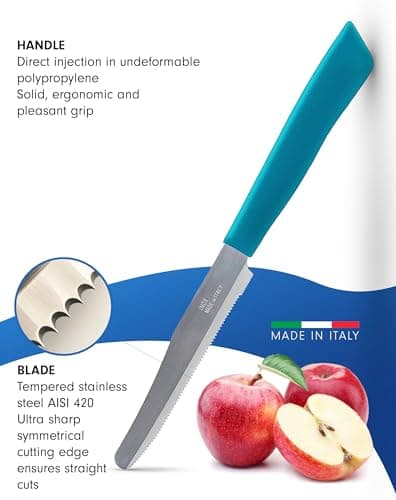 Tredoni 6 Kitchen Knives Set - 11cm Serrated Blade, Rounded Tip (White) — view 3