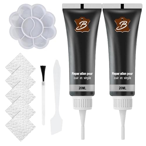 2PCS Black Leather Repair Kit, Leather Car Seat Repair Kit Set for Furniture, Cars, Sofas, Jackets, Fix Scratches with Super Easy Instructions Restore Fix Scratches Cuts Rips Holes Tears Cracks