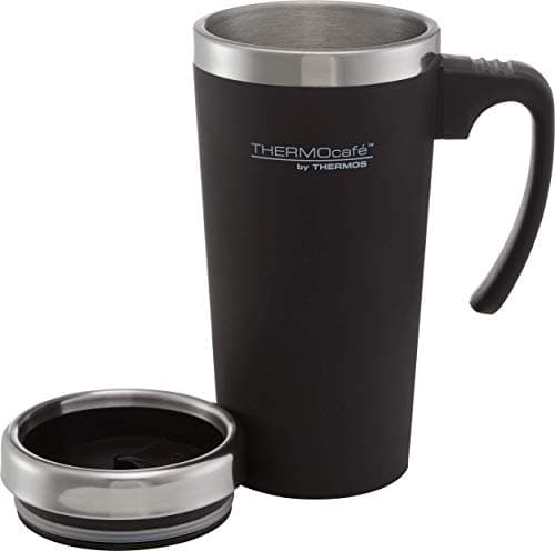 THERMOcafè by THERMOS 420 ml Plastic and Stainless Steel Soft Touch Travel Mug, Black — view 6