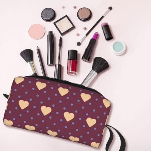Meymuise Makeup Bag, Polka Dot and Heart Maroon — view 6